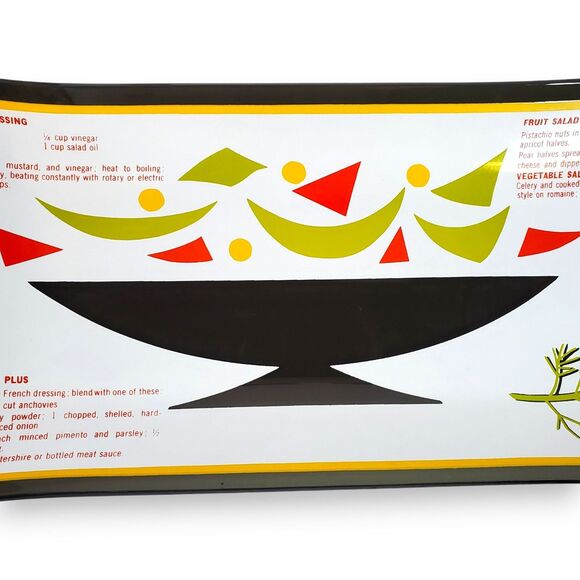 VTG 1950s Houze Art Glass Tray Salad Dressing Recipe MCM Bent Glass Relish 17.5" - Picture 13 of 16